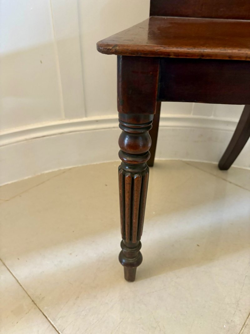 Pair of Antique Regency Quality Carved Mahogany Hall Chairs - Image 12